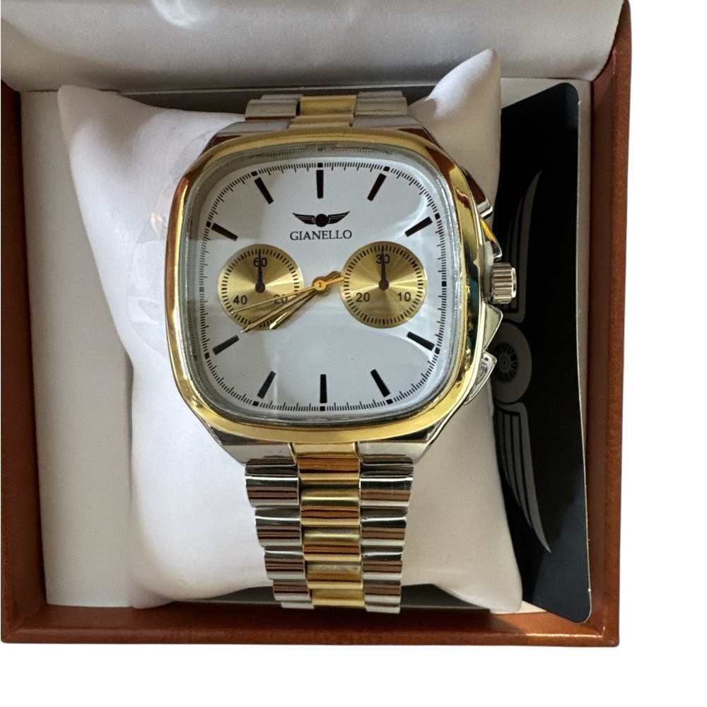 Gianello Square Fusion 42 Chrono Two tone Men Stainless Steel Watch - Picture 4 of 5